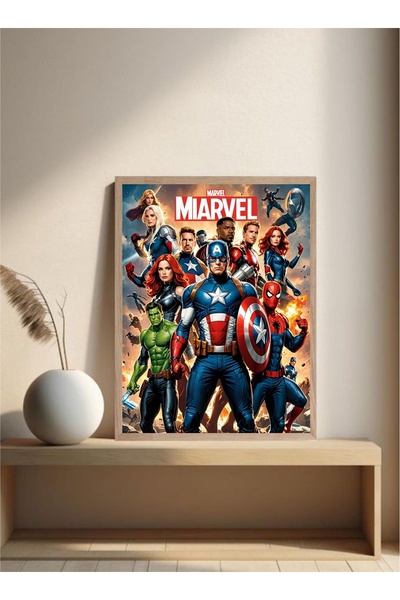 MOR TABLO MARVEL Doğal Ahşap Çerçeveli Tek Parça Dekoratif Tablo