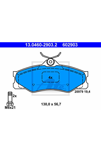 Ate Σετ τακάκια φρένων, δισκόφρενα 13.0460-2903.2