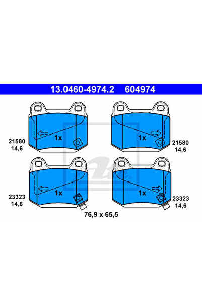 Ate Σετ τακάκια φρένων, δισκόφρενα 13.0460-4974.2