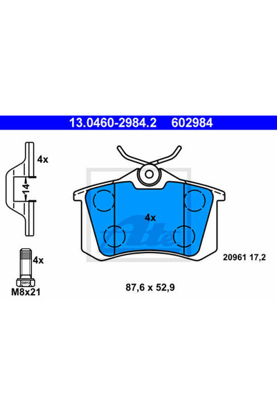 Ate Set plăcuțe de frână, frână cu disc 13.0460-2984.2
