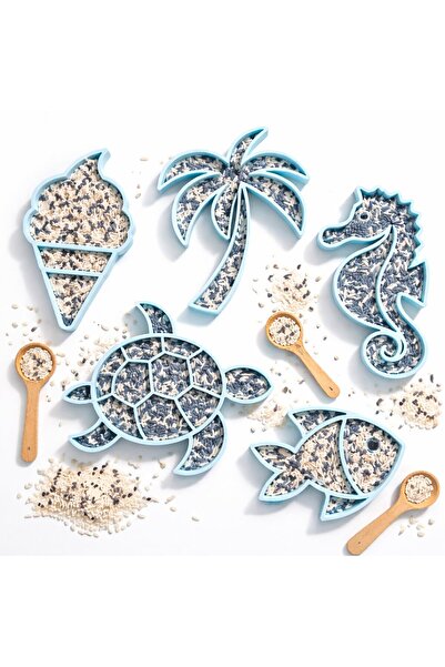 OEM Комплект за сензорна игра "Лято" за деца – 5 тави (костенурка, морско кон...