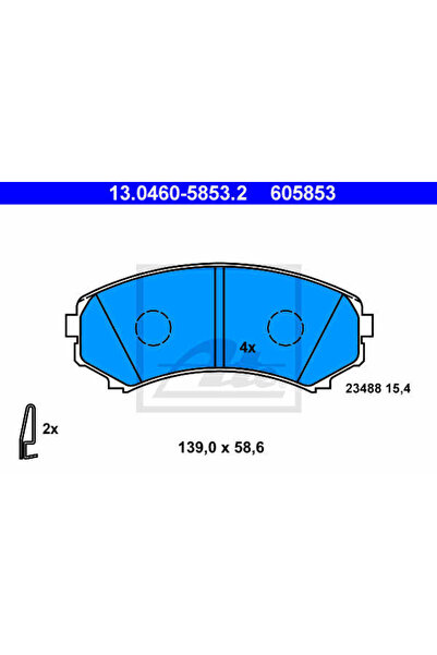 Ate Σετ τακάκια φρένων, δισκόφρενα 13.0460-5853.2