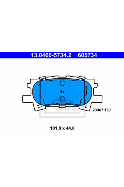 Ate Σετ τακάκια φρένων, δισκόφρενα 13.0460-5734.2