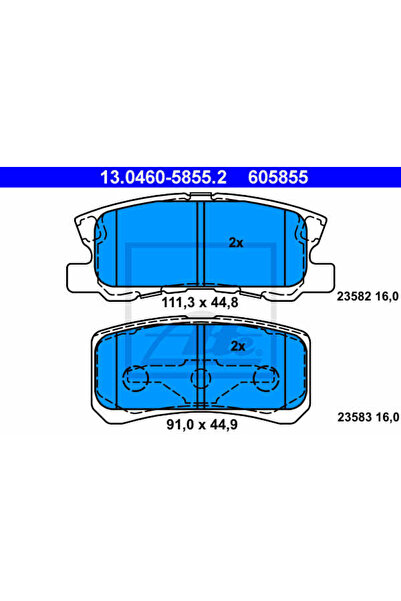 Ate Σετ τακάκια φρένων, δισκόφρενα 13.0460-5855.2