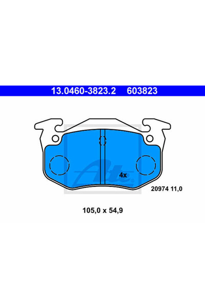 Ate Σετ τακάκια φρένων, δισκόφρενα 13.0460-3823.2