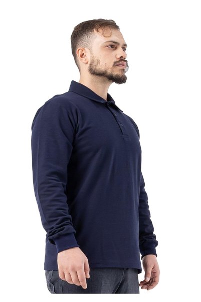 Frekans İş Güvenliği İş Kıyafetleri Safesawa Regular Polo Pike Summer Long Sleeve T-Shirt Navy Blue 8107