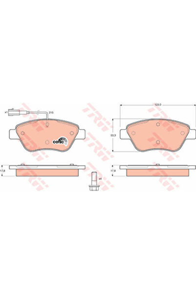 TRW Σετ τακάκια, δισκόφρενα GDB1482