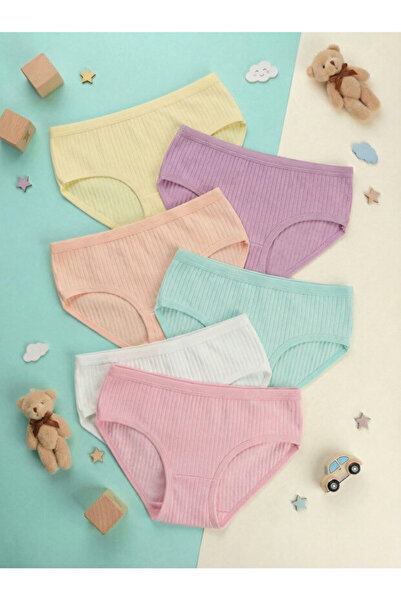 LUMİNUR Girls' Cotton Panties, Pack of 6, Lycra Ribbed Camisole