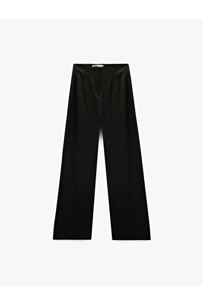 Koton Slim Fit Yüksek Bel Geniş Paça Saten Pantolon