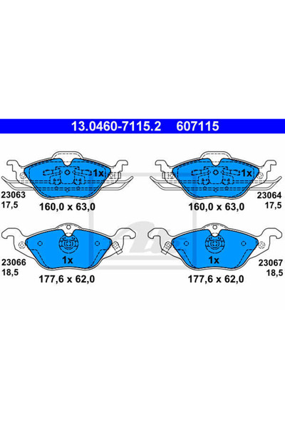 Ate Σετ τακάκια φρένων, δισκόφρενα 13.0460-7115.2