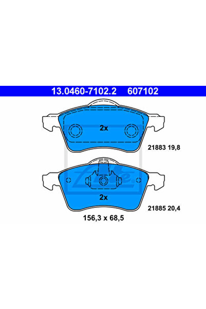 Ate Σετ τακάκια φρένων, δισκόφρενα 13.0460-7102.2