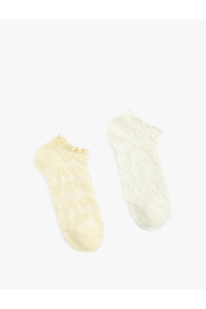 Koton Kalp Dokulu Pamuklu Fırfırlı Çok Renkli 2'li Patik Çorap Seti