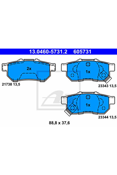 Ate Σετ τακάκια φρένων, δισκόφρενα 13.0460-5731.2