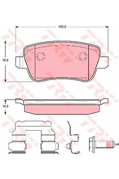 TRW Σετ τακάκια φρένων, δισκόφρενα Gdb1637 Fiat Croma/Croma Κλειστό Αμάξωμα/Σ...