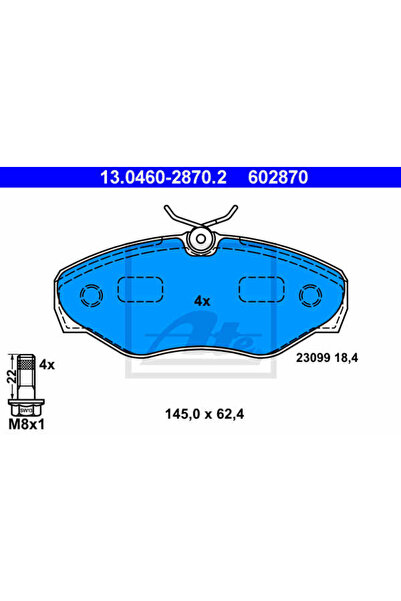 Ate Σετ τακάκια φρένων, δισκόφρενα 13.0460-2870.2