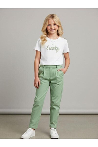 Zekids Tricou din bumbac cu imprimeu Lucky pentru fete