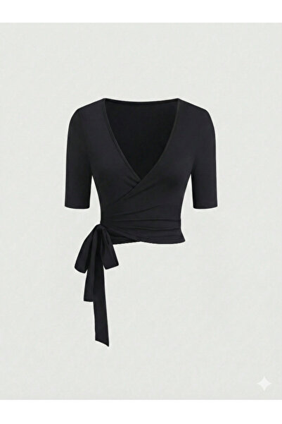 blck & premium Multifunctional Tie Detail Fakir Sleeve Yoga Blouse/T-Shirt Us...