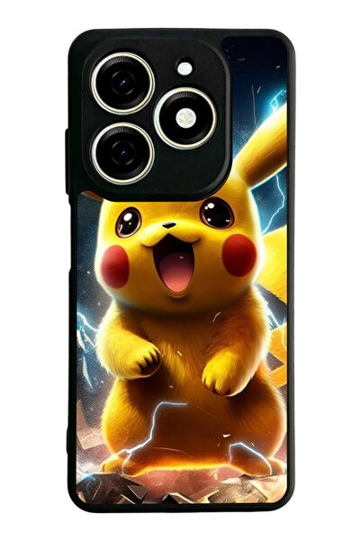 TECNO Spark 20 / 20C Compatible Printed, Matte Black, Soft Silicone, Protecti...