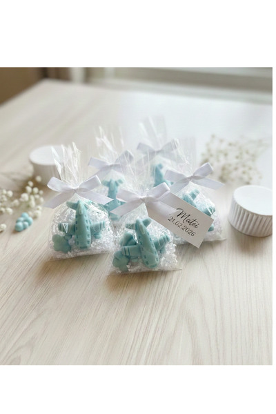 OEM Mărturie Botez Parfumată din Ceară de Soia – Avion cu Norișori- pachet 10...