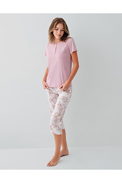 Arnetta Women's Modal/Cotton Short Sleeve Capri Pajama Set