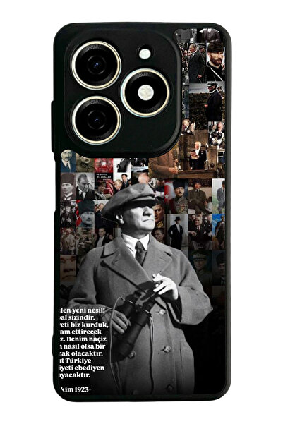 TECNO Spark 20 / 20C Compatible Printed, Matte Black, Soft Silicone, Protecti...