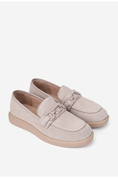 Dasha Pantofi dama NUR bej din piele intoarsa cu ornament 39