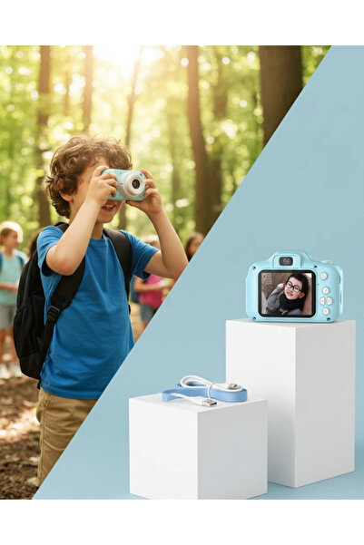 VLK Mavi Mini HD Video Kamera Fotoğraf Çekimli Şarj Edilebilir Bataryalı Dijital Kayıt Cihazı VLK