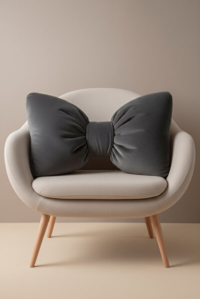 JACA Premium Kadife Kumaş MEGA Boy Fiyonk Görünümlü Yastık Hediyelik Yastık K...