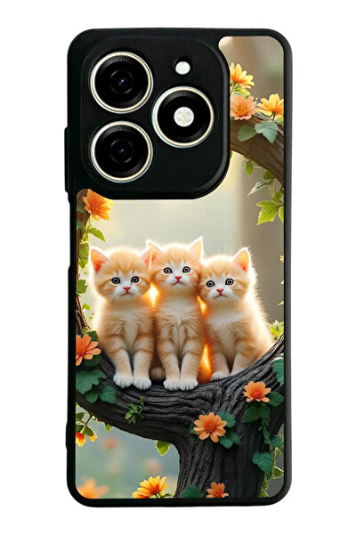 TECNO Spark 20 / 20C Compatible Printed, Matte Black, Soft Silicone, Protecti...