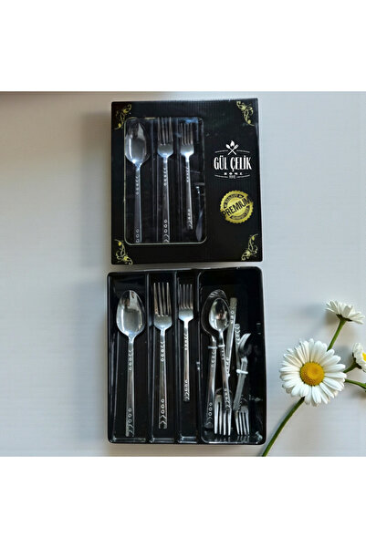 Gül Mutfak 30 Piece Fork and Spoon Set for 6 People, Drop Model, 18/0 Quality...