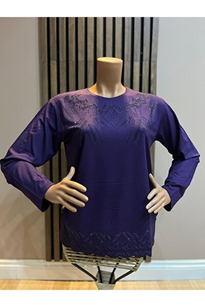 AKMAVİ Women's Middle Age and Above Round Viscose Collar Skirt Embroidered wi...