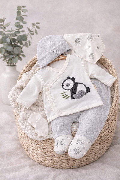 5-PIECE KOALA PATTERN NEWBORN SET/BABY BOY HOSPITAL EXIT SET/100% COTTON 5-PIECE BODYSUIT SET