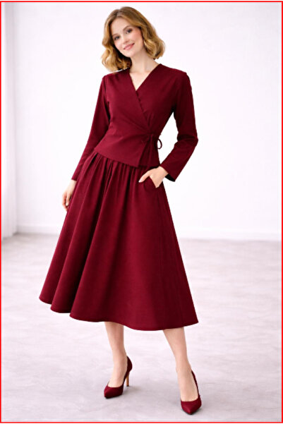 MOODMODA Luna 5 Color Double Breasted Midi Dress