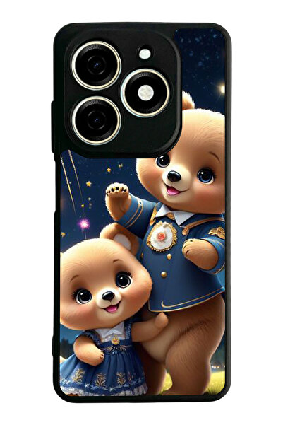 TECNO Spark 20 / 20C Compatible Printed, Matte Black, Soft Silicone, Protecti...