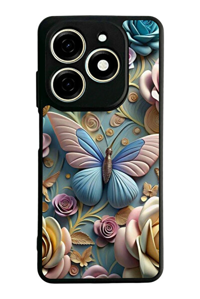 TECNO غطاء متوافق مع Spark 20 / 20C، مطبوع، أسود غير لامع، سيليكون ناعم، واقي...