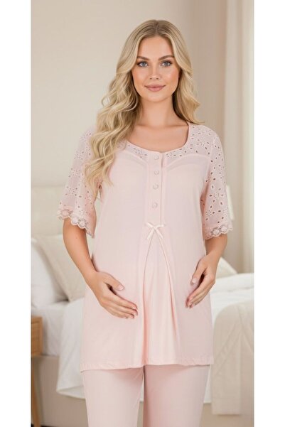 PREGNANT WORLD New Season Powder Short Sleeve Stylish Scallop Linen Detailed ...