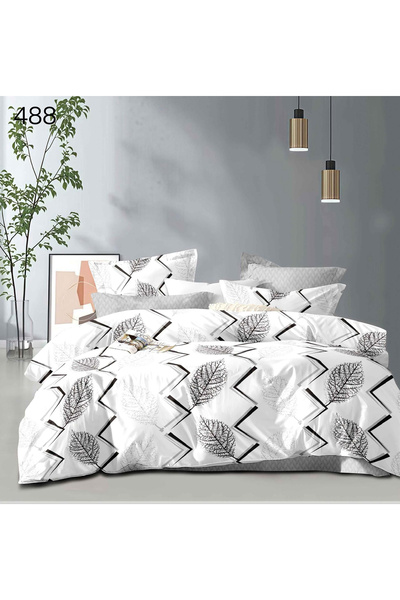 FIONNA.RO Finet Duvet Cover Set - White With Black Leaves Printed