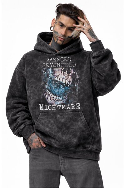 Fuddy Moda Unisex φούτερ με κουκούλα και στάμπα Avenged Sevenfold Nightmare, ...