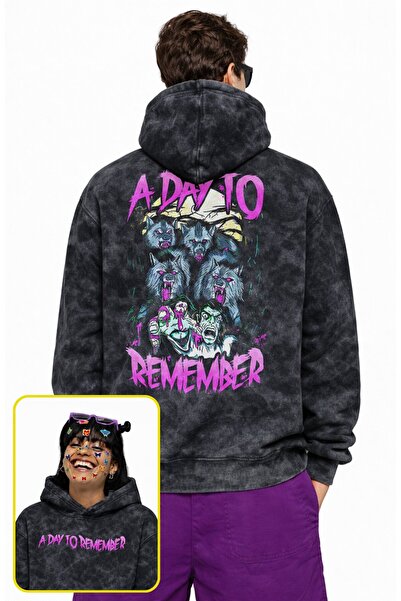 Fuddy Moda Unisex Oversize a Day to Remember Back Printed Hooded Washable Roc...