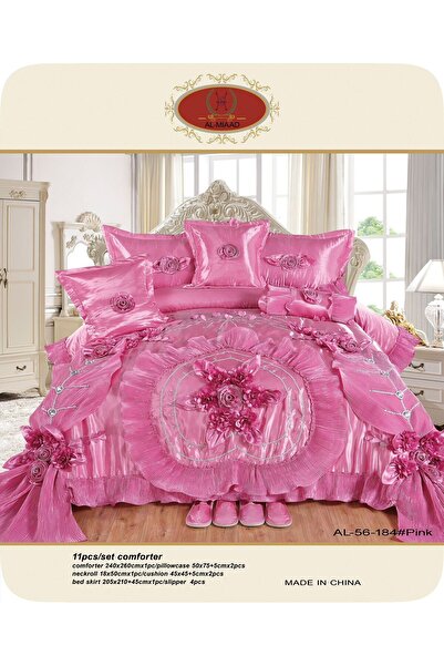 ALMIAAD Luxurious bridal satin bedspread set, 240*260 cm, 11 pieces - Double ...