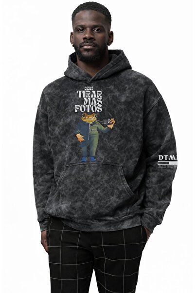 Fuddy Moda Hanorac unisex oversize cu glugă, imprimat pe mânecă, lavabil, Bad...