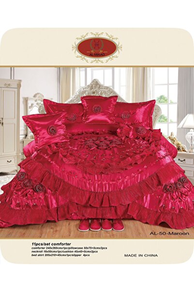 ALMIAAD Luxurious bridal satin bedspread set, 240*260 cm, 11 pieces - Double ...