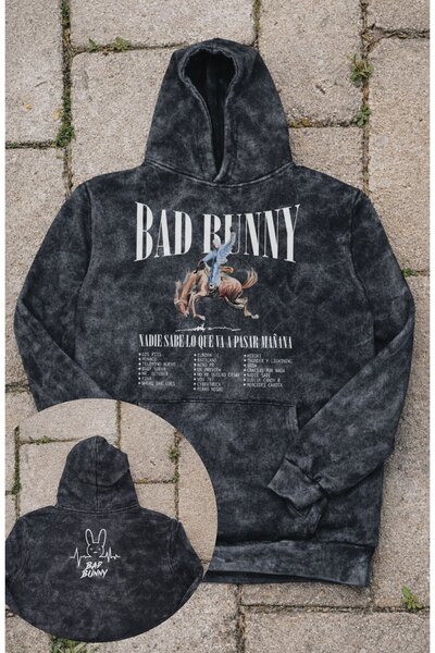 Fuddy Moda Unisex Bad Bunny Printed Hooded Washable Sweatshirt, Oversized Rap...