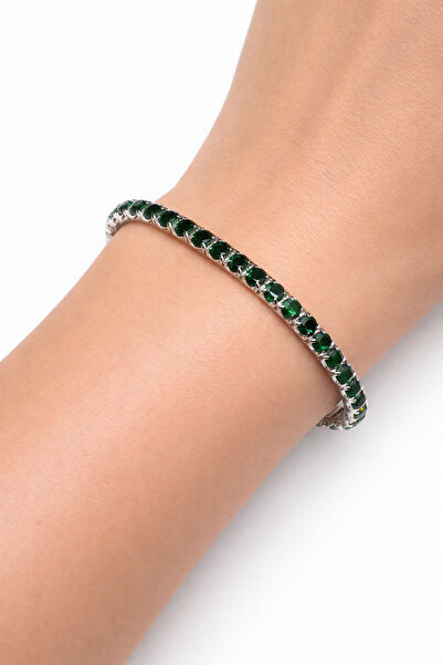 OEM Women's Tennis bracelet, green glass rhinestones, Stretchy, green, univer...