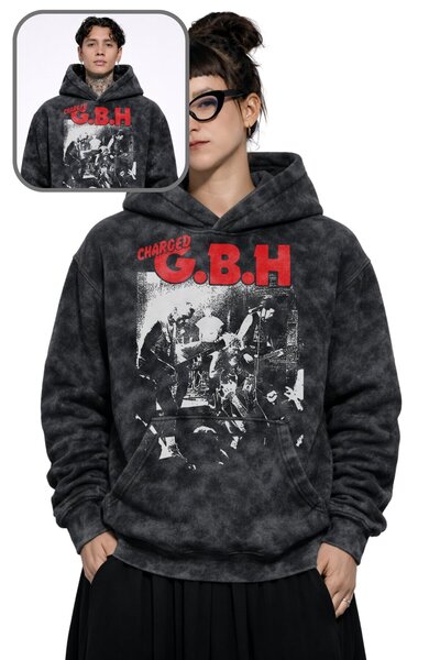 Fuddy Moda Unisex Φούτερ με στάμπα GBH, με κουκούλα, που πλένεται, με θέμα ρο...
