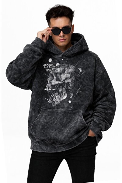 Fuddy Moda Ουνισέξ Φούτερ με κουκούλα σε μεγάλο μέγεθος, με στάμπα  "Asking A...