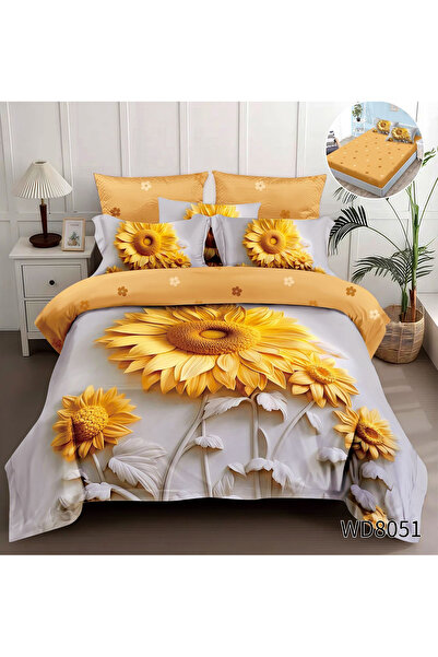 FIONNA.RO Finet 4-Piece Duvet Cover Set With 5D Stretchy In Relief - Sunflower