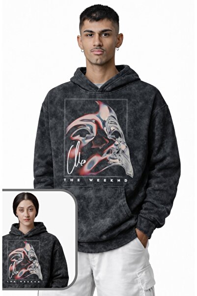Fuddy Moda Unisex the Weeknd Mask Printed Hooded Washable Sweatshirt, Oversiz...