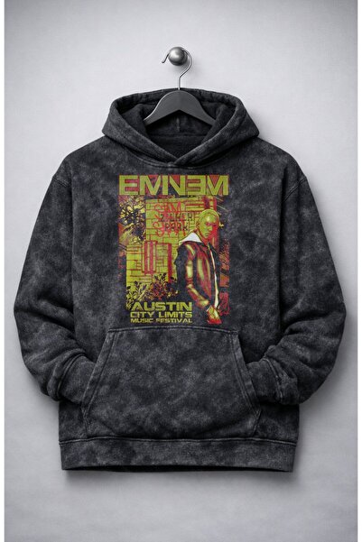 Fuddy Moda Hanorac unisex cu glugă, imprimat cu Eminem, lavabil, hanorac retr...