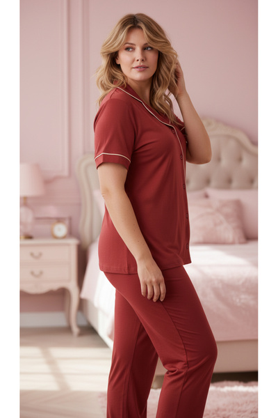 Albak İç Giyim Buttoned Women's Plus Size Oversized Pajama Set
